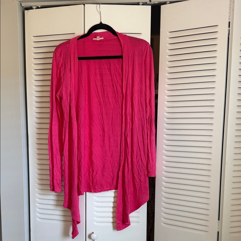 Women's Pink Open Front Cardigan